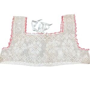 Vintage CROCHET FILET Yoke Pink  and Off white Edwardian